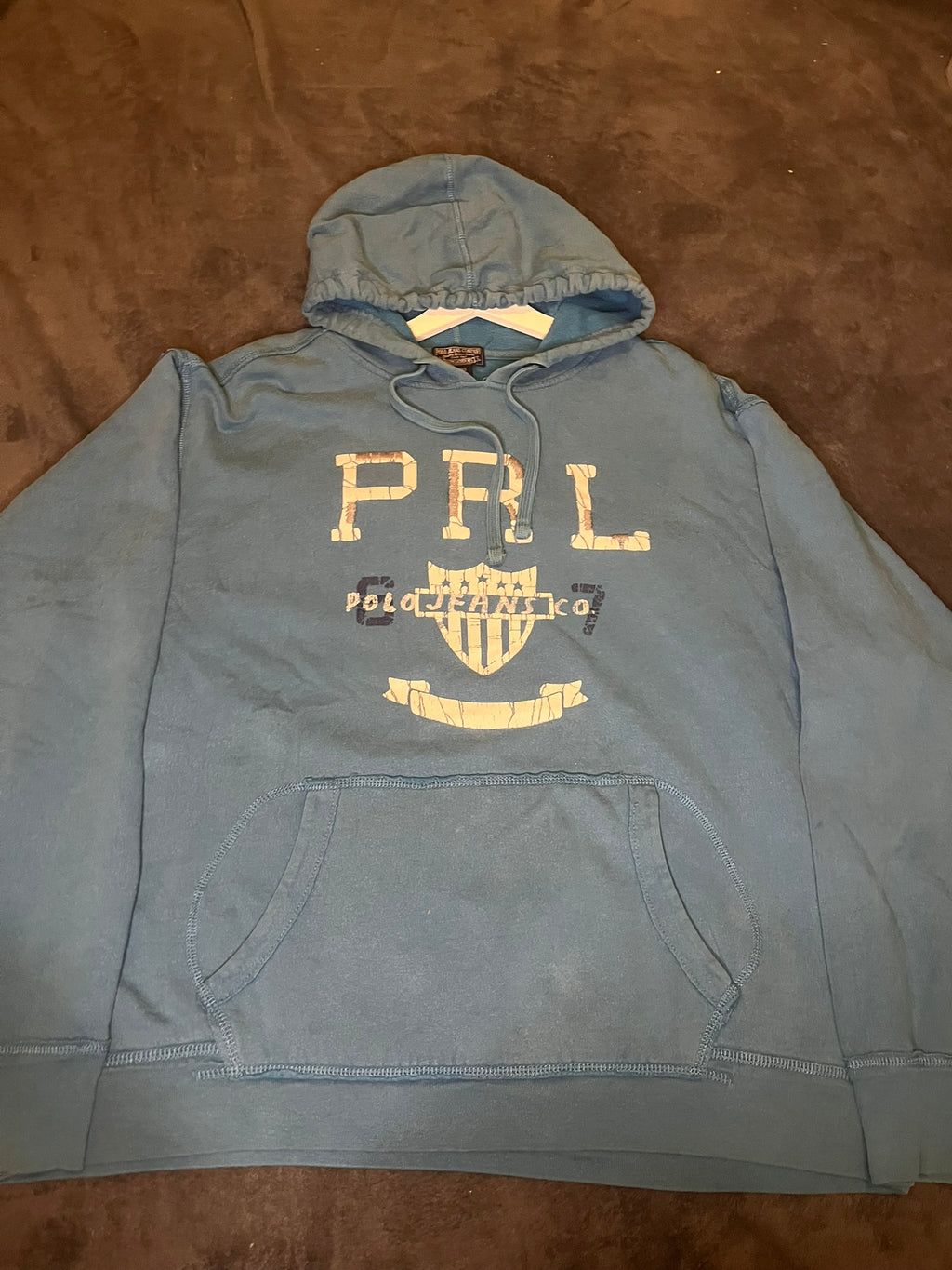 Ralph Lauren PRL Wappen Hoodie hellblau