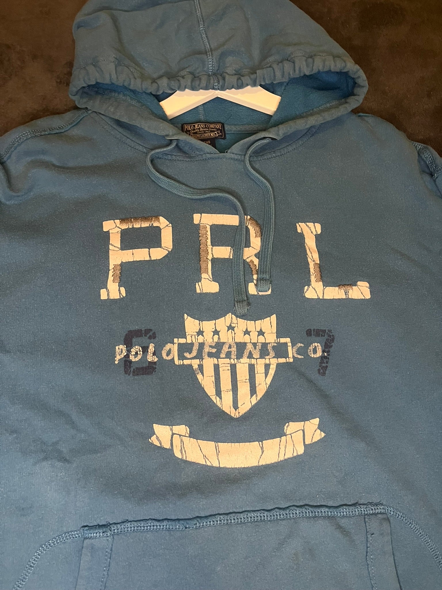 Ralph Lauren PRL Wappen Hoodie hellblau