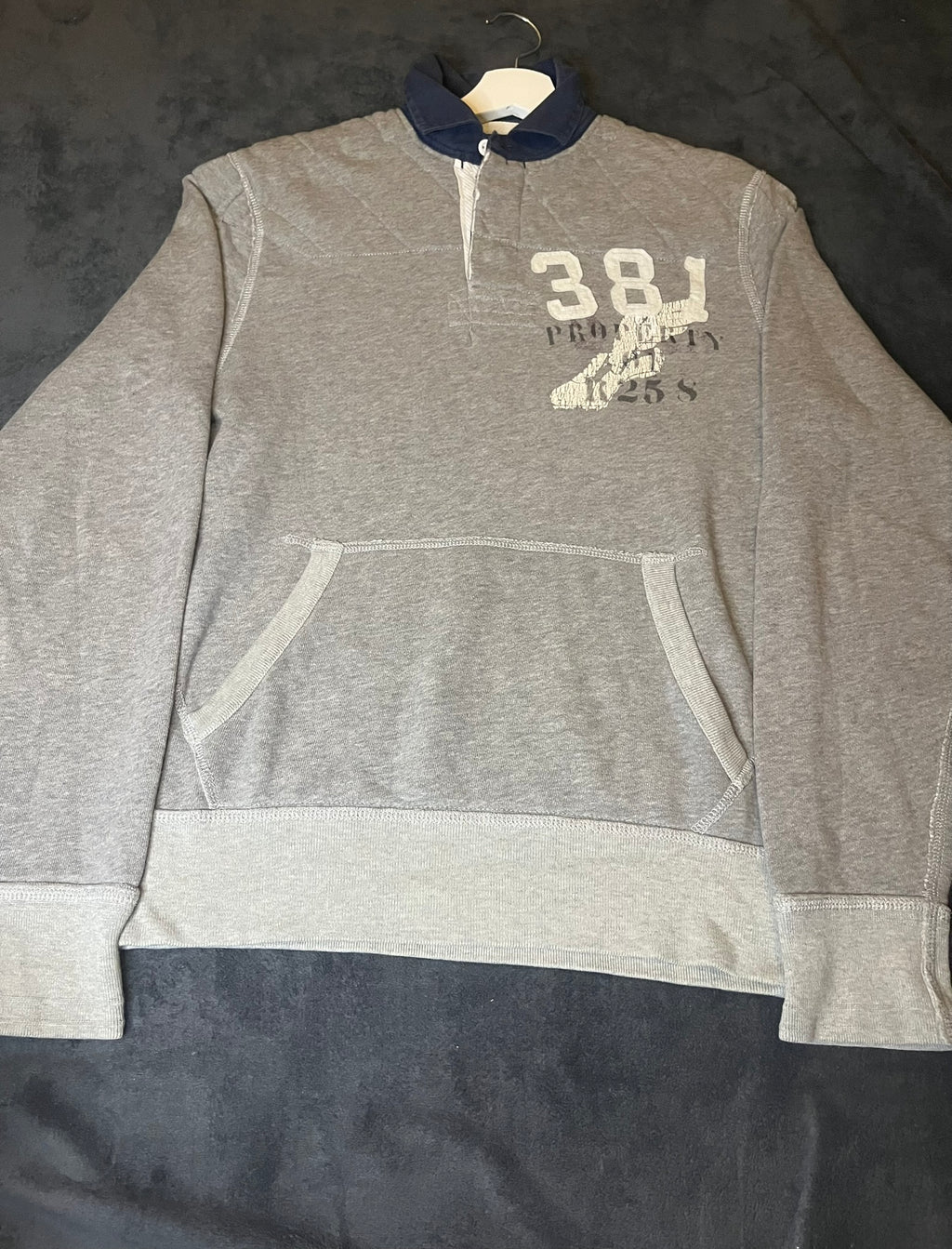 Polo Ralph Lauren Rugbyshirt Polo mit Kängurutasche Grau