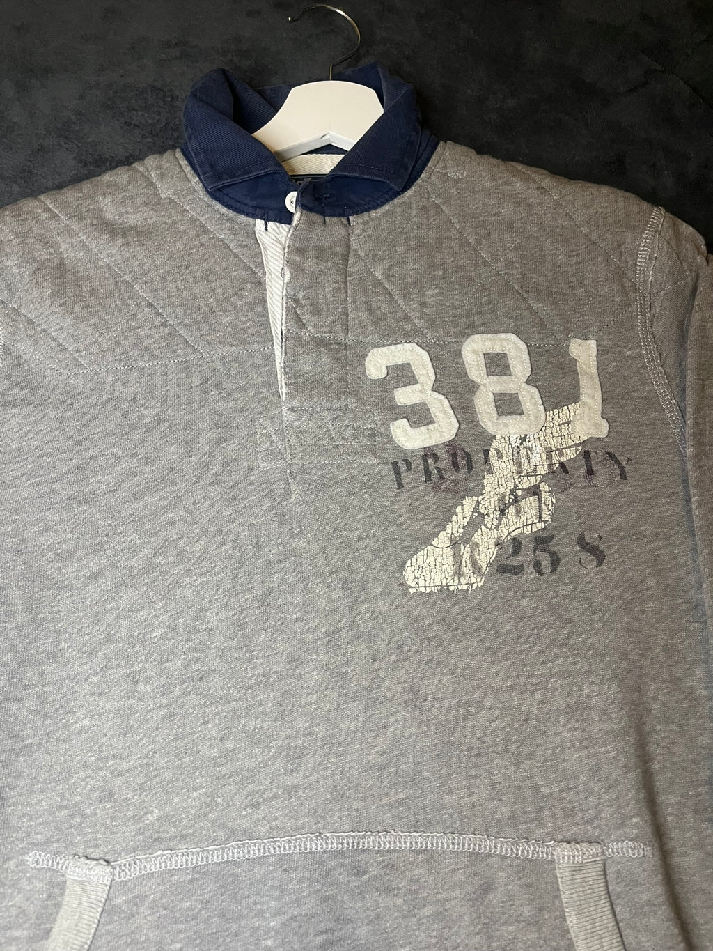 Polo Ralph Lauren Rugbyshirt Polo mit Kängurutasche Grau