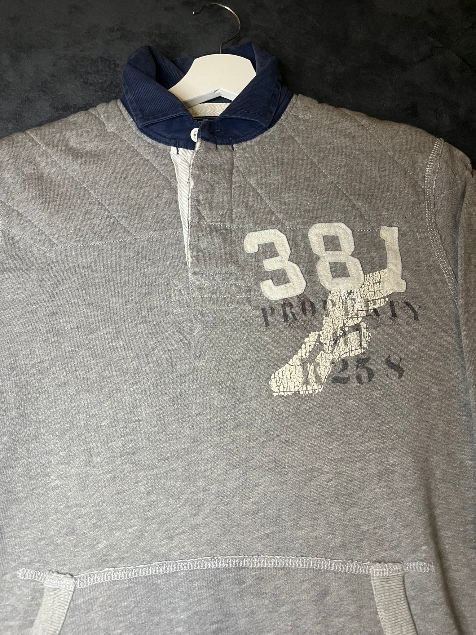 Polo Ralph Lauren Rugbyshirt Polo mit Kängurutasche Grau