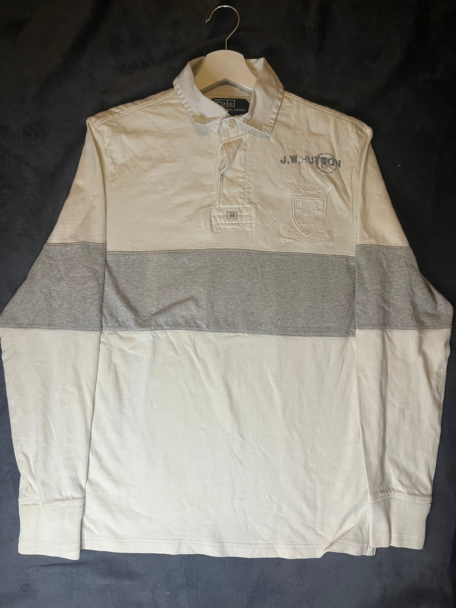 Polo Ralph Lauren Rugbyshirt Poloshirt Grau padded shoulders